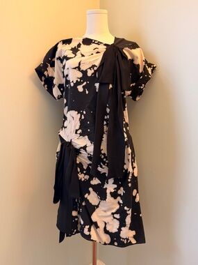 Numero Ventuno N°21 Black and White Denim Tie-Dye Dress
